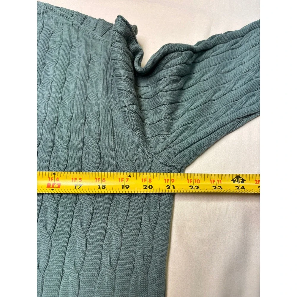 NWT J.Crew Mens Cable Knit Cotton Sweater Sage Green Teal BV493 Size M